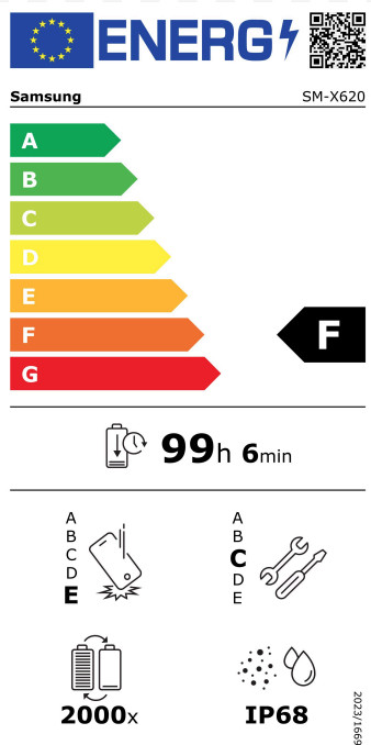 Samsung Galaxy Tab S10 FE Plus 13,1 Pouces 128 Go Wifi Bleu Clair classe énergétique