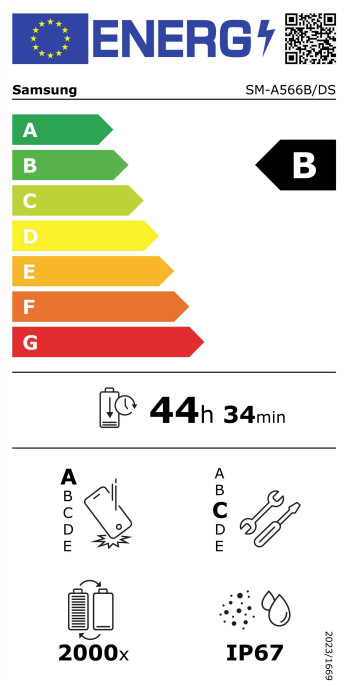Samsung Galaxy A56 128 Go Noir 5G classe énergétique