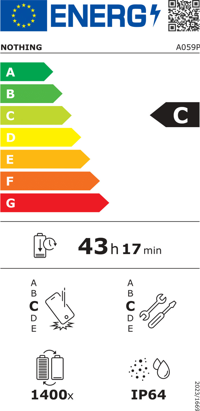 Nothing Phone (3a) Pro 256 Go Gris 5G classe énergétique