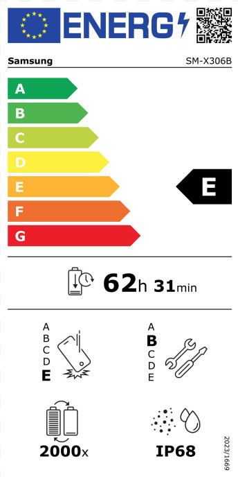 Samsung Galaxy Tab Active5 8 inch 128GB Wifi + 5G energielabel