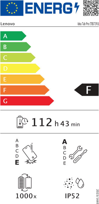 Lenovo Idea Tab Pro 12,7 inch 256GB Wifi Grijs met Stylus energielabel