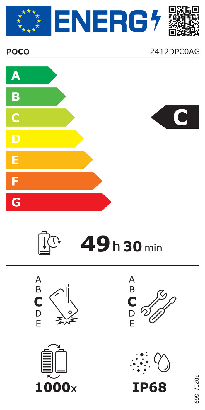 POCO X7 Pro 512 Go 12 Go RAM Noir 5G classe énergétique