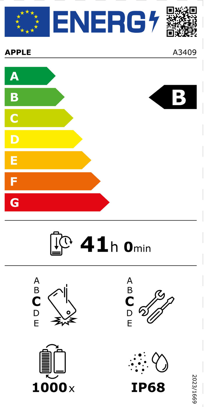 Apple iPhone 16e 512GB White energy label