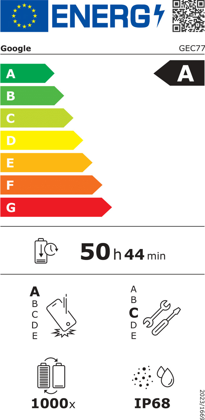 Google Pixel 9 Pro 256GB Black 5G energy label