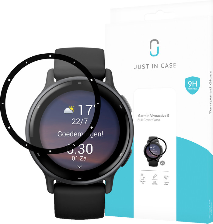 Just in Case Garmin Vivoactive 5 Screenprotector Glas Duo Pack verpakking