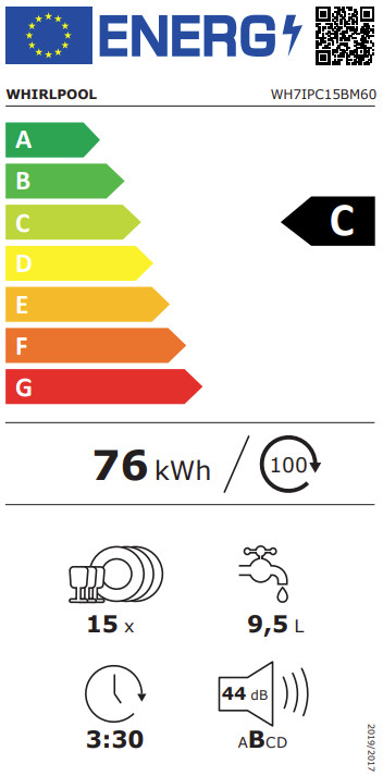 Whirlpool WH7IPC15BM60 MaxiSpace energielabel