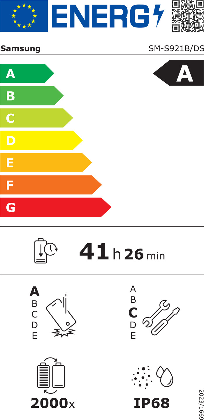 Samsung Galaxy S24 128 Go Mauve 5G classe énergétique