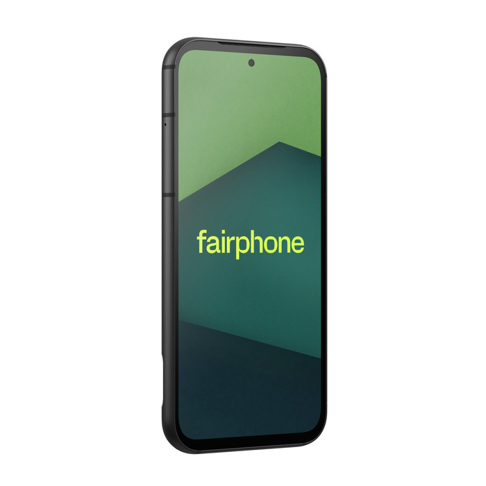 Fairphone 5 256GB Zwart 5G + BlueBuilt Usb C Kabel 1,5m Nylon Zwart linkerkant