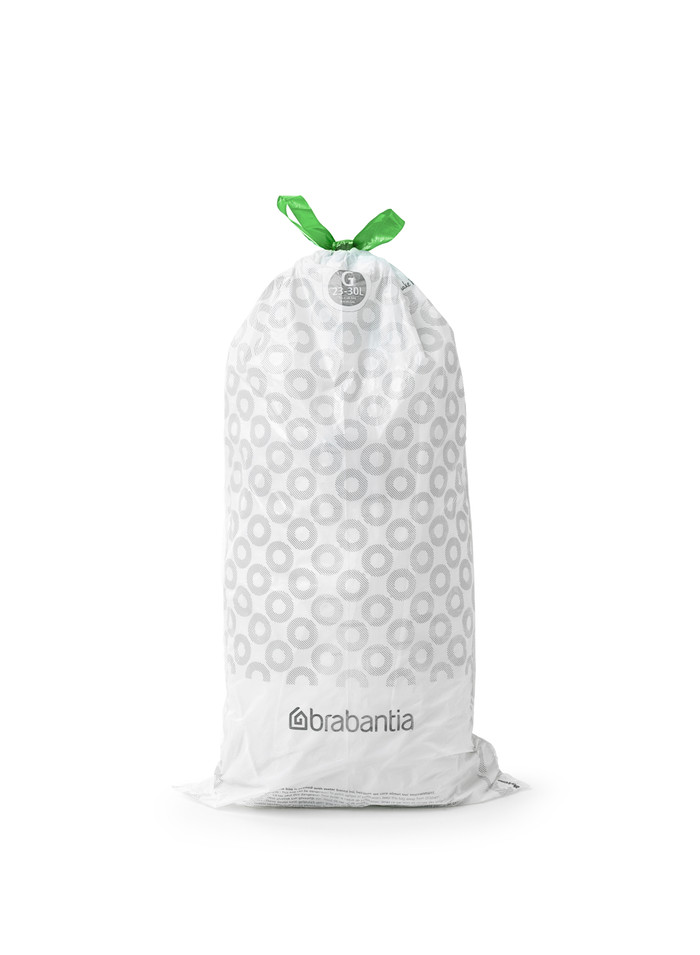 Brabantia Touch Bin 30L White + Trash Bags (120 units) inside