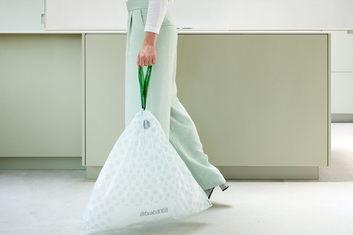 Brabantia Touch Bin 30L White + Trash Bags (120 units) product in use