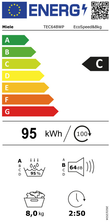 Miele WEB 368 WCS + Miele TEC 648 WP energielabel