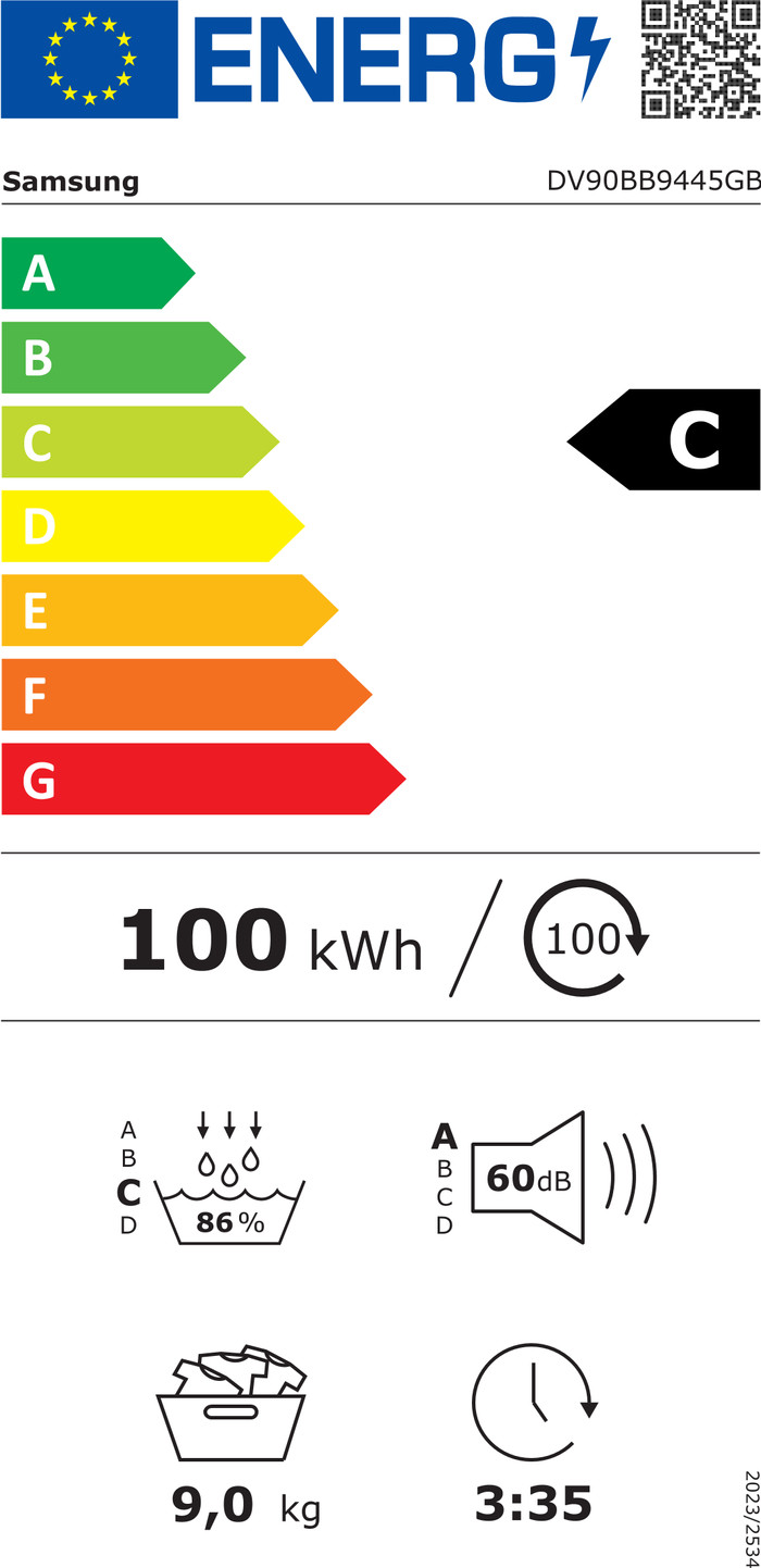 Samsung DV90BB7445GBS2 Bespoke classe énergétique