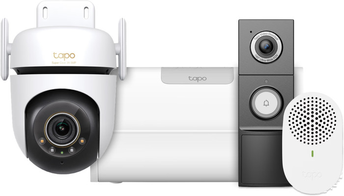 TP-Link Tapo C530WS + H500 Smart HomeBase + D235 Smart Battery and Wired Doorbell Main Image