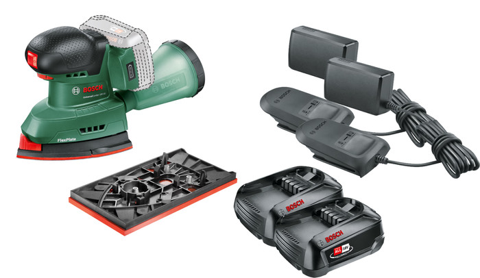 Bosch Universal Sander 18 V-10 Batterie 2,5 Ah (2x) Kit de Démarrage Main Image