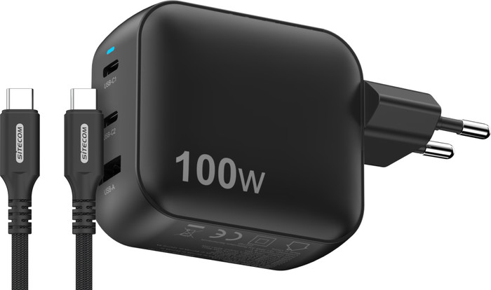 Sitecom 100W GaN Power Delivery Wandoplader + Sitecom USB-C naar USB-C Kabel 2m Main Image