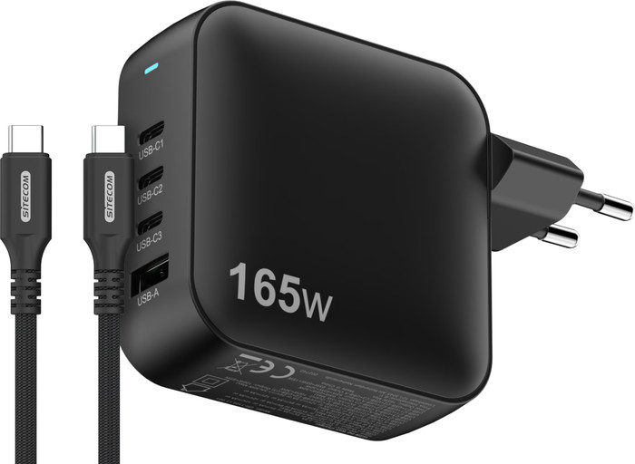Sitecom 165W GaN Power Delivery Support de Charge Mural + Sitecom Câble USB-C vers USB-C 2 m Main Image