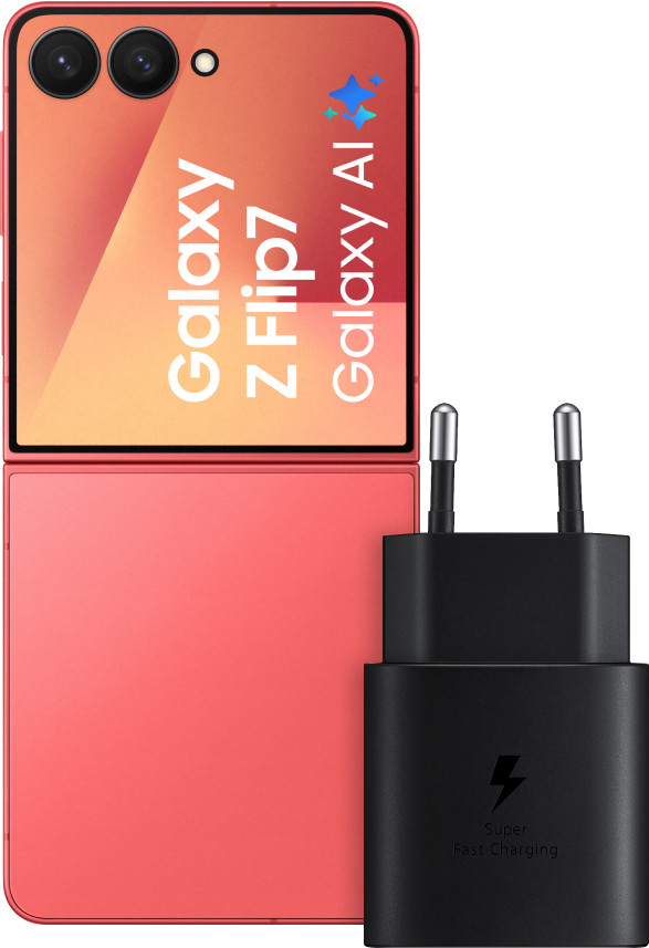 Samsung Galaxy Z Flip 7 512 Go Rouge 5G + Samsung Chargeur 25 Watts Noir Main Image