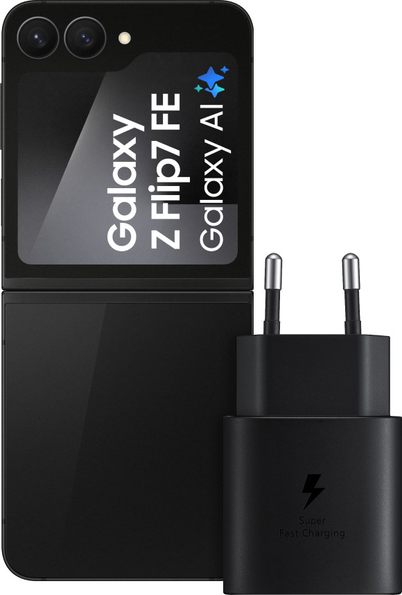 Samsung Galaxy Z Flip 7 FE 128 Go Noir 5G + Samsung Chargeur 25 Watts Noir Main Image