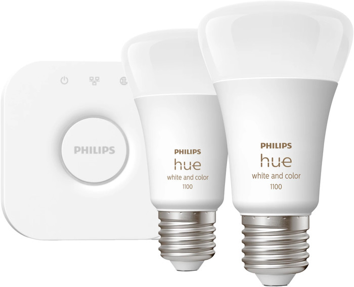 Philips Hue White and Color Kit de Démarrage avec 2 Ampoules + Bridge avant
