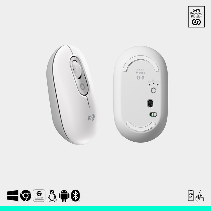 Logitech Pop Draadloze Muis Wit visual leverancier
