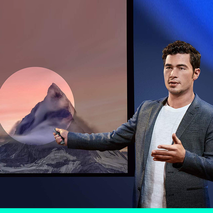 Logitech Spotlight Presentation Remote Gray product in use