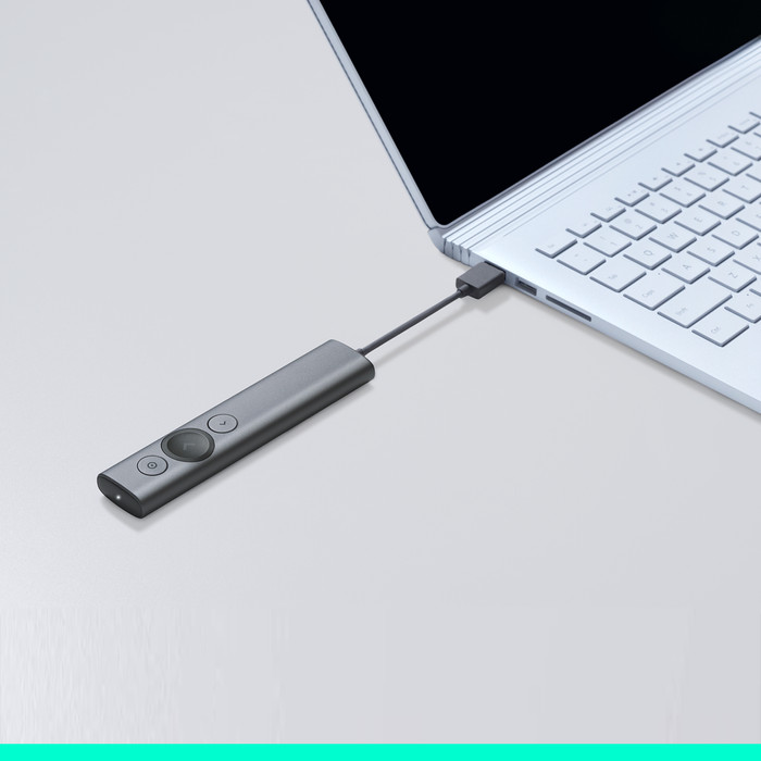 Logitech Spotlight Presentation Remote Gray product in use