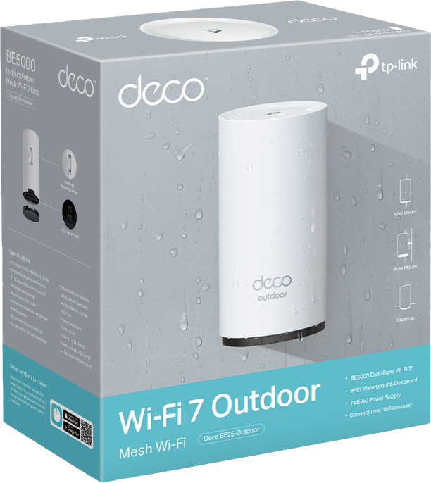 TP-Link Deco BE65 WiFi 7 Mesh 3-Pack + Deco BE25 Outdoor verpakking
