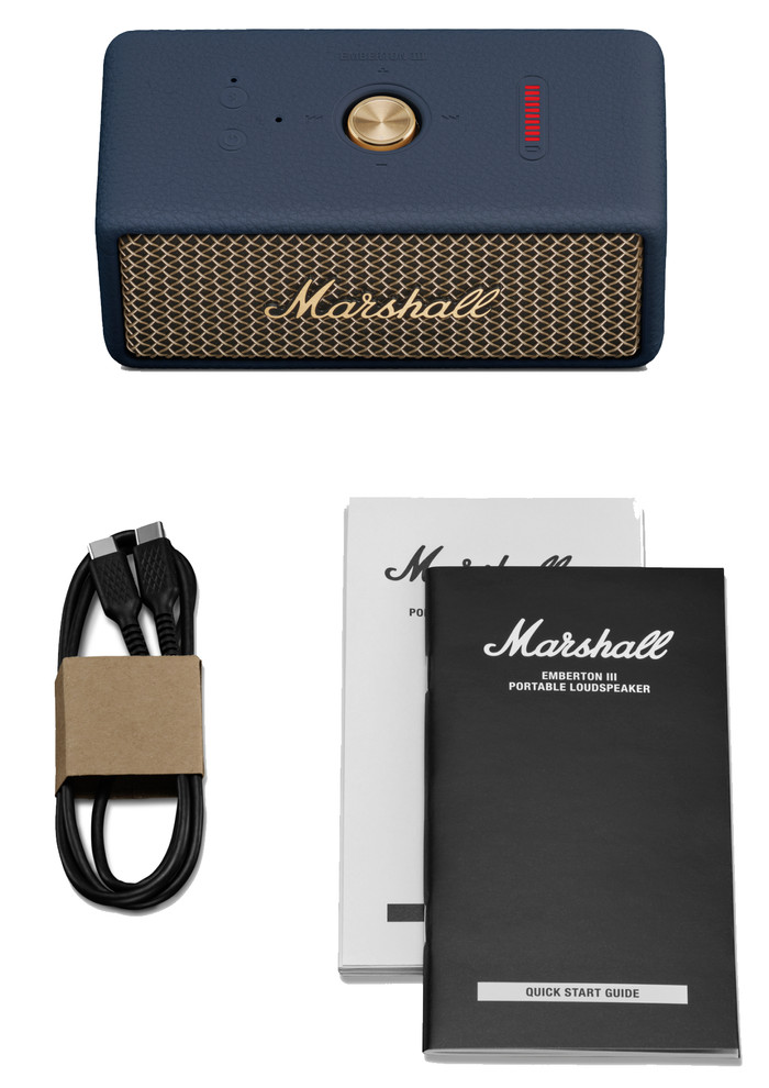 Marshall Emberton III Enceinte BT Midnight Blue produit composé