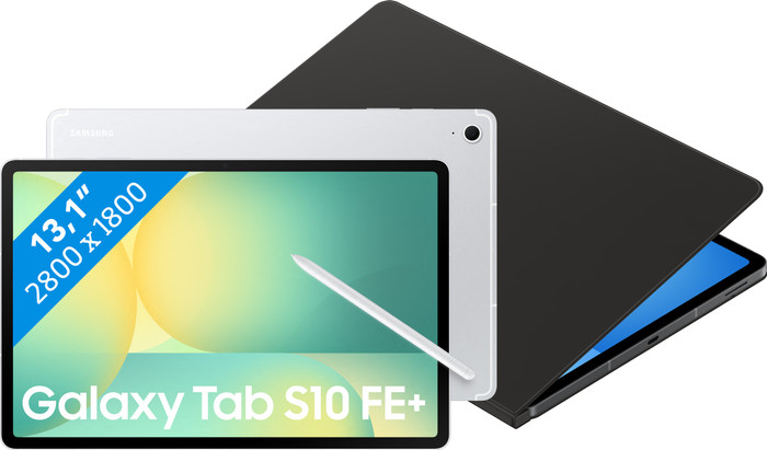 Samsung Galaxy Tab S10 FE Plus 13.1 inches 256GB WiFi Silver + BlueBuilt Book Case Black Main Image