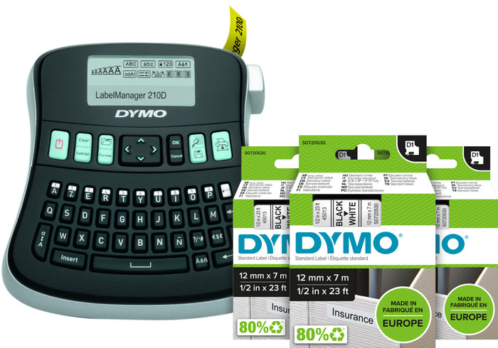 DYMO LabelManager 210D Labelprinter + 3 extra labels Main Image