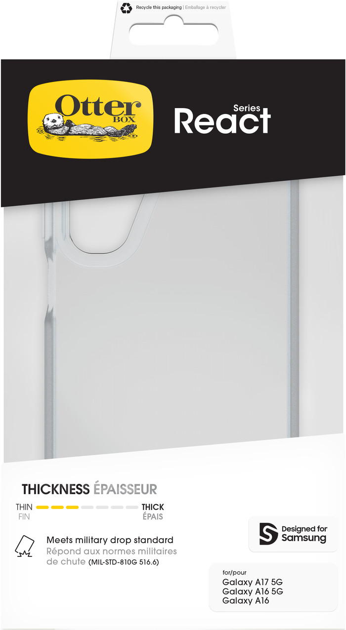 OtterBox React Samsung Galaxy A17 Back Cover Transparent packaging