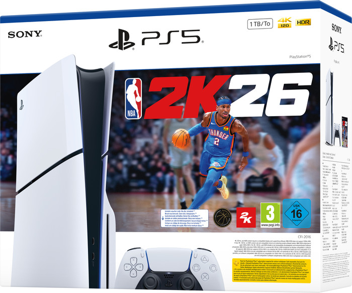 PlayStation 5 Slim Disc Edition + NBA 2K26 côté droit