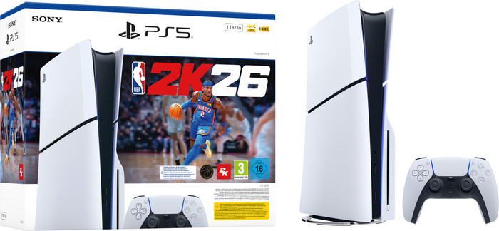 PlayStation 5 Slim Disc Edition + NBA 2K26 avant