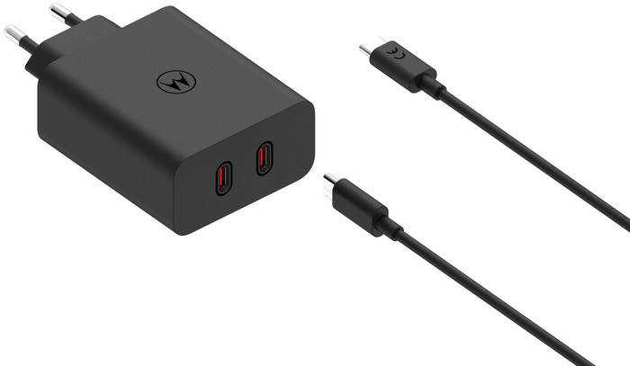 Motorola TurboPower Oplader 125W met 2 Poorten + Usb C kabel rechterkant