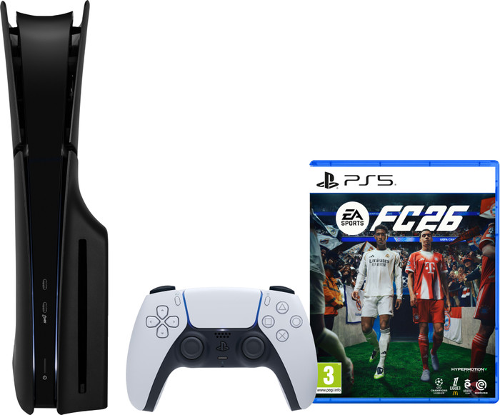 PlayStation 5 Slim Disc Edition + FC 26 + Covers Black Main Image