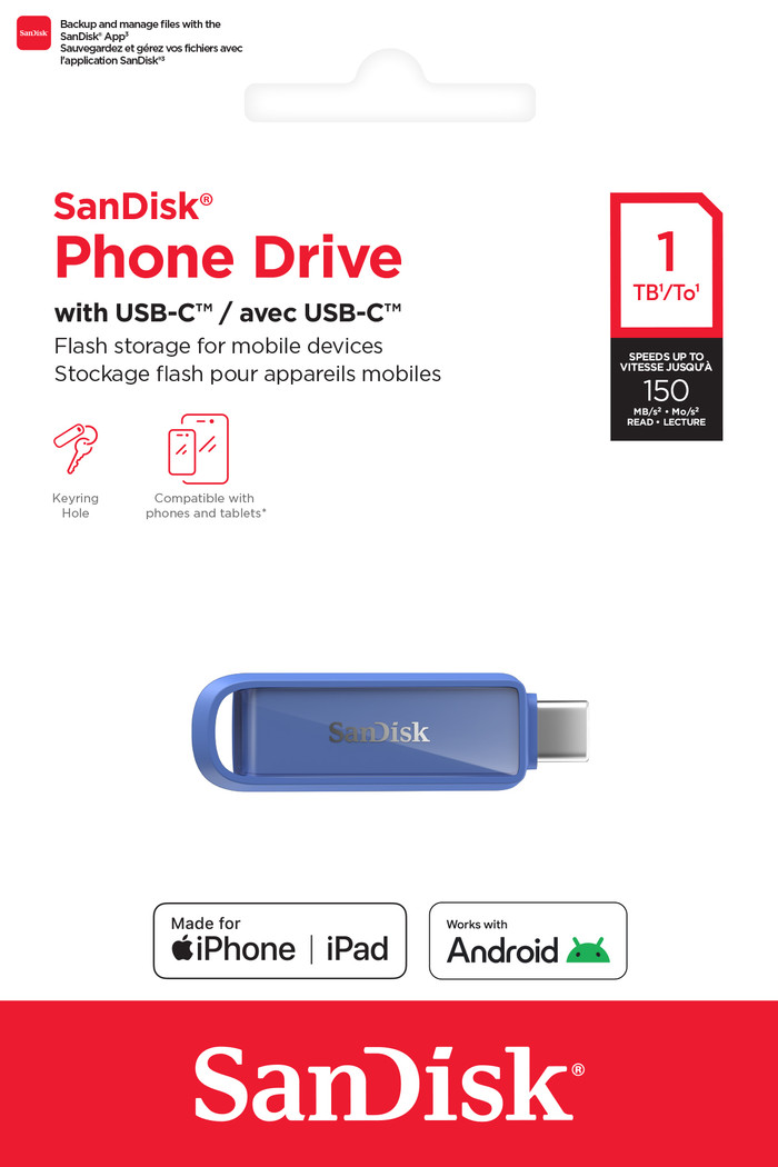SanDisk Phone Drive USB-C 1 To Maritime Blue emballage
