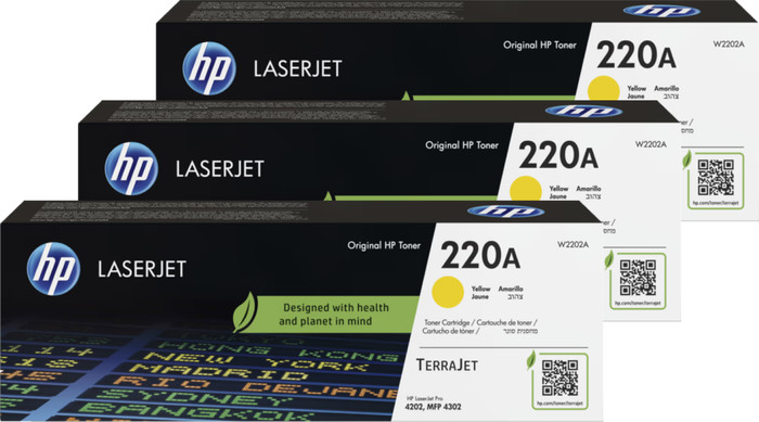 HP 220A LaserJet Toner Jaune (3 Pièces) Main Image