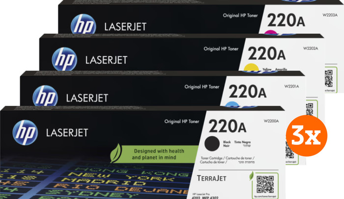 HP 220A LaserJet Toner Pack Combiné (3 Pièces) Main Image