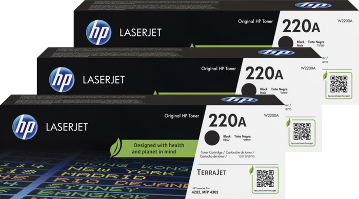 HP 220A LaserJet Toner Noir (3 Pièces) Main Image