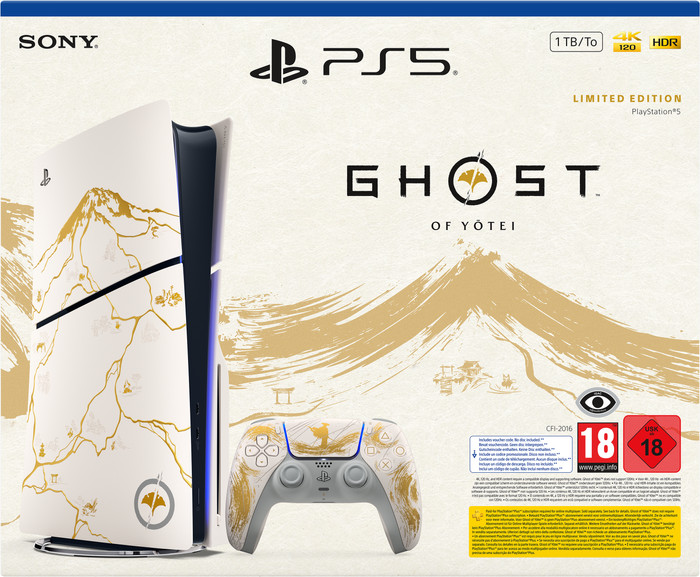 PlayStation 5 Slim Disc Edition + Ghost of Yotei Gold Limited Edition emballage