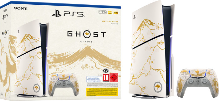 PlayStation 5 Slim Disc Edition + Ghost of Yotei Gold Limited Edition emballage