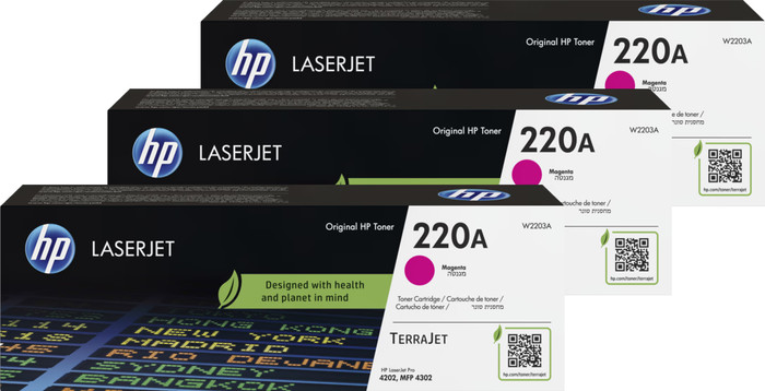 HP 220A LaserJet Toner Magenta (3 Pièces) Main Image
