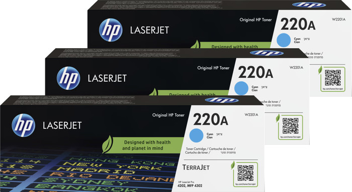 HP 220A LaserJet Toner Cyan (3 Pièces) Main Image