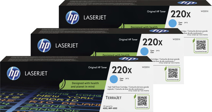 HP 220X LaserJet Toner Cyan (3 Pièces) Main Image
