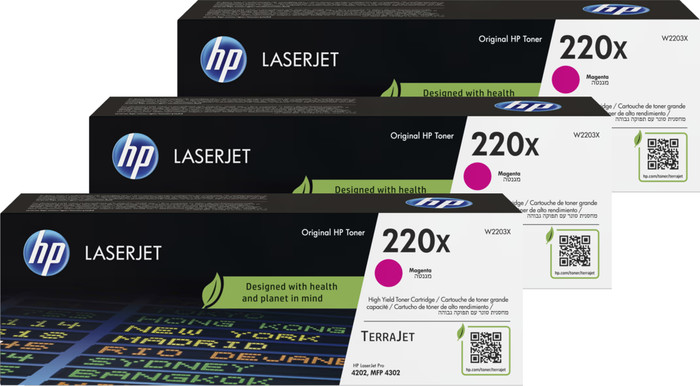 HP 220X LaserJet Toner Magenta (3 Pièces) Main Image