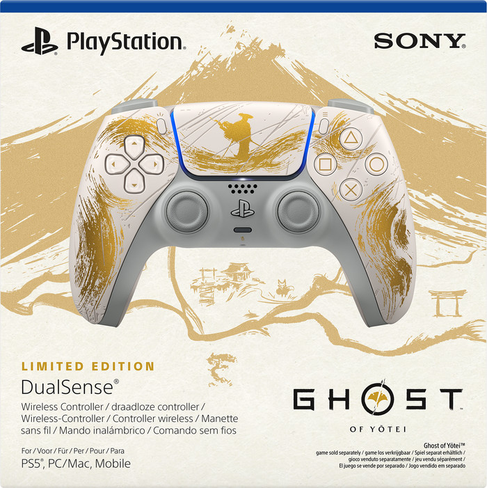 Sony PlayStation 5 DualSense Manette Sans Fil - Ghost of Yotei Gold Limited Edition emballage
