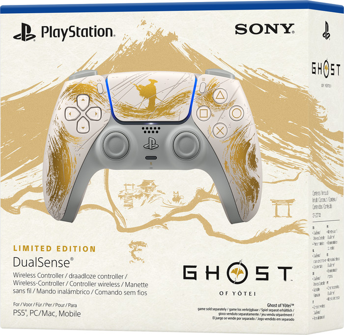 Sony PlayStation 5 DualSense Manette Sans Fil - Ghost of Yotei Gold Limited Edition emballage