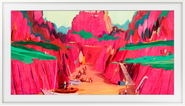 Samsung The Frame Pro 75 inches Bezel (White) product in use