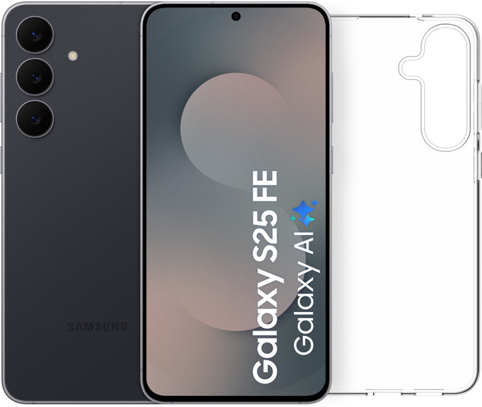 Samsung Galaxy S25 FE 128GB Black 5G + BlueBuilt Back Cover Transparent Main Image