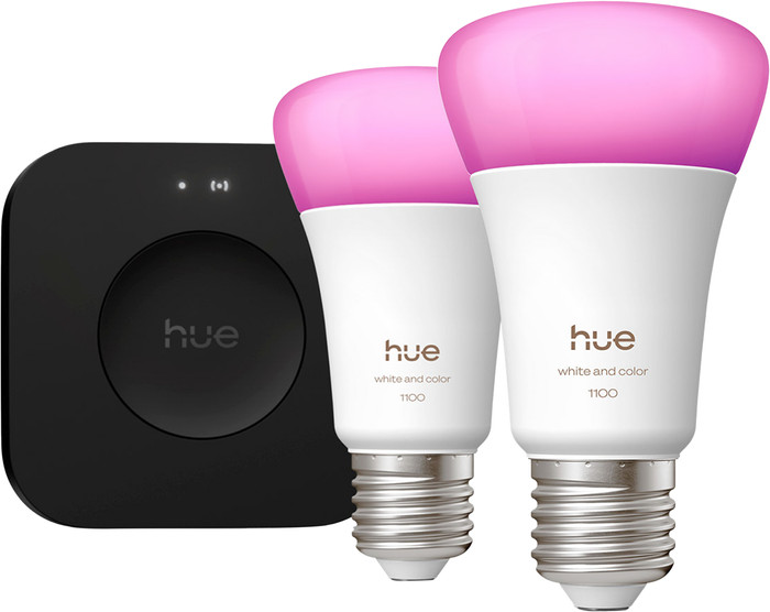 Philips Hue White and Color Starter Pack E27 1100 lumens 2-pack + Bridge Pro Main Image